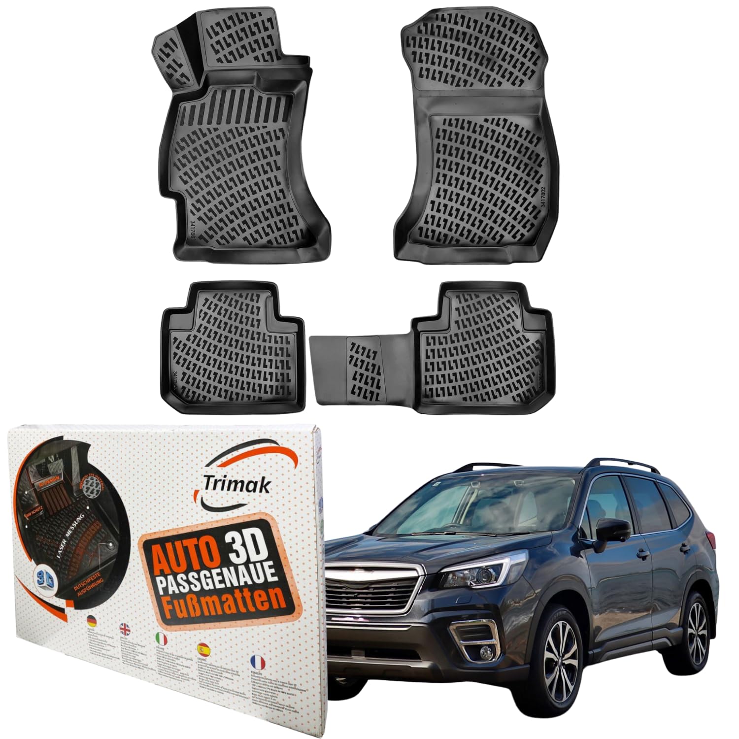 Trimak Passgenau 3D Fussmatten kompatibel mit Subaru Forester 4.Gen Typ SJ 2013-2019 Auto Zubehör 1. Und 2. Reihe Gummimatten Autos TPE Allwetter Geruchlos rutschfest Vorne und Hinten Schwartz Trimak Passgenau 3D Fussmatten kompatibel mit Subaru Forester 4.Gen Typ SJ 2013-2019 Auto Zubehör 1. Und 2. Reihe Gummimatten Autos TPE Allwetter Geruchlos rutschfest Vorne und Hinten Schwartz von Trimak