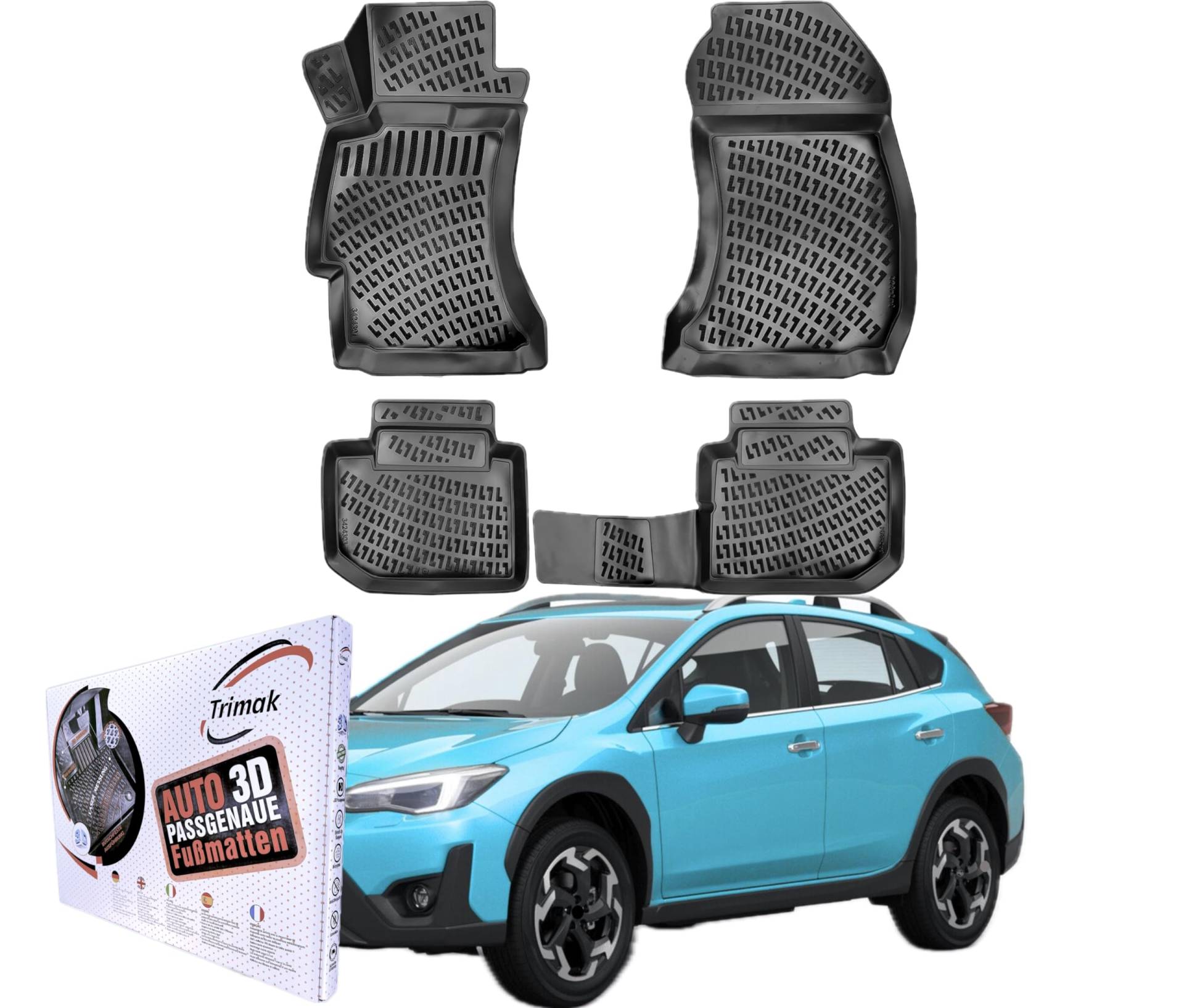 Trimak Passgenau 3D Fussmatten kompatibel mit Subaru XV 2012-2022 Auto Zubehör 1. Und 2. Reihe Gummimatten Autos TPE Allwetter Geruchlos rutschfest Vorne und Hinten Schwartz Trimak Passgenau 3D Fussmatten kompatibel mit Subaru XV 2012-2022 Auto Zubehör 1. Und 2. Reihe Gummimatten Autos TPE Allwetter Geruchlos rutschfest Vorne und Hinten Schwartz von Trimak