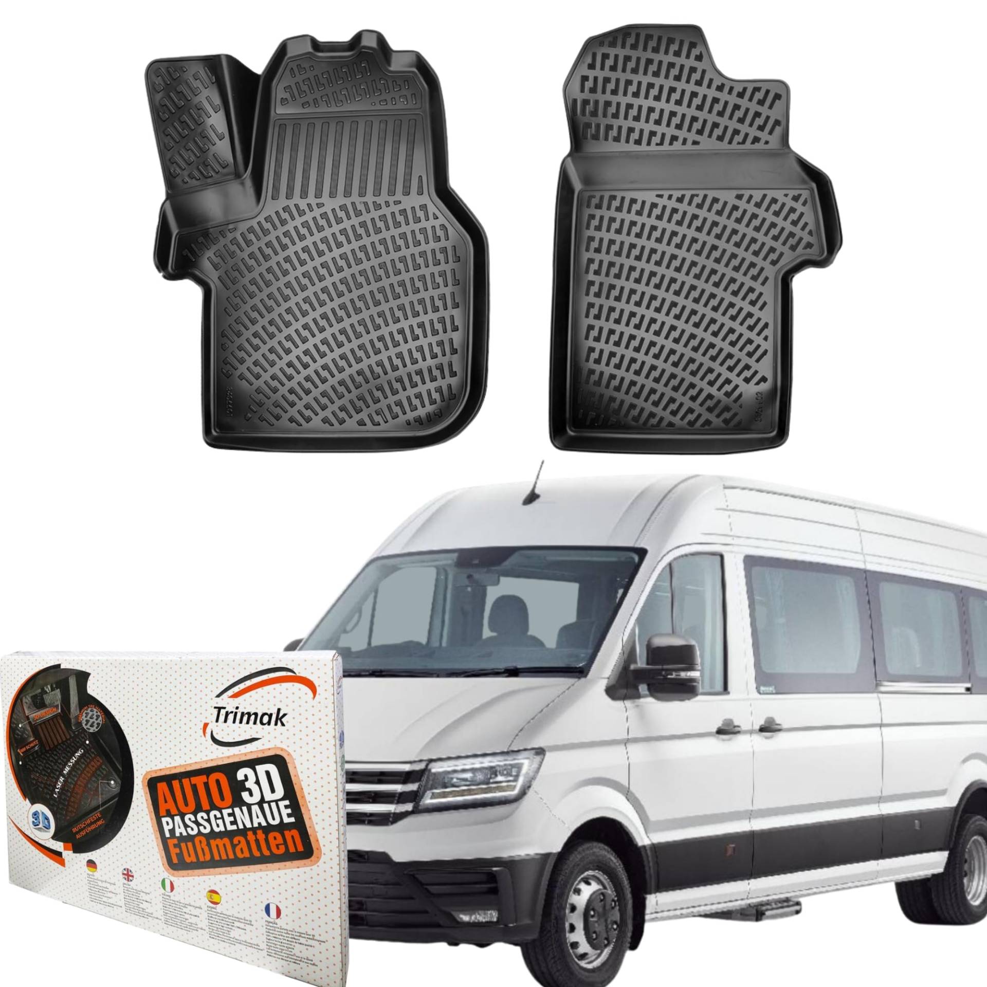 Trimak Passgenau 3D Fussmatten kompatibel mit VW Crafter 2 Gen SY-SZ ab 2017 Auto Zubehör 1. Reihe Gummimatten Autos TPE Allwetter Geruchlos rutschfest Vorne Schwartz Trimak Passgenau 3D Fussmatten kompatibel mit VW Crafter 2 Gen SY-SZ ab 2017 Auto Zubehör 1. Reihe Gummimatten Autos TPE Allwetter Geruchlos rutschfest Vorne Schwartz von Trimak