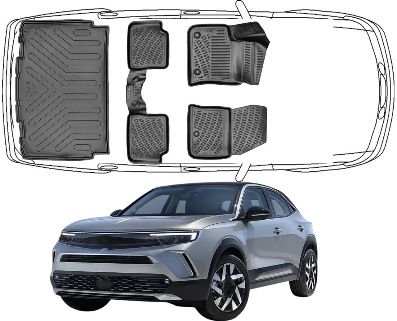Trimak Passgenau 3D Fussmatten & Untere Kofferraumwanne Auto Set Kompatibel mit Opel Mokka-e Elektro 2021-2024 Auto Zubehör Gummimatten & Kofferraummatte Autos TPE Allwetter Geruchlos rutschfest Trimak Passgenau 3D Fussmatten & Untere Kofferraumwanne Auto Set Kompatibel mit Opel Mokka-e Elektro 2021-2024 Auto Zubehör Gummimatten & Kofferraummatte Autos TPE Allwetter Geruchlos rutschfest von Trimak
