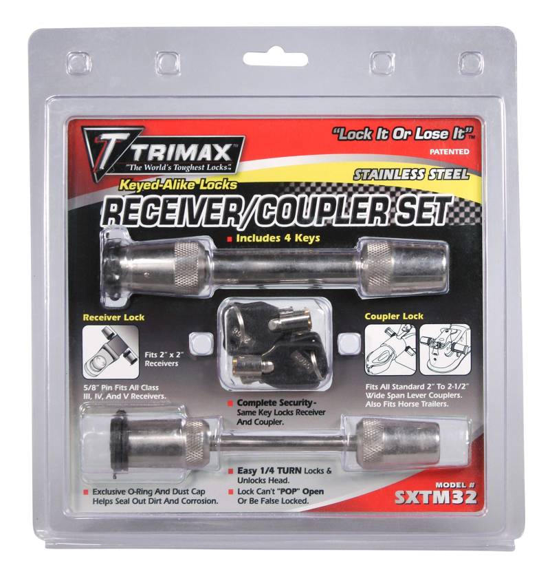 Trimax SXTM32 100% Stainless Steel (SXT3) 5/8" Receiver Lock & (SXTC2) 2.5" Span Coupler von Trimax