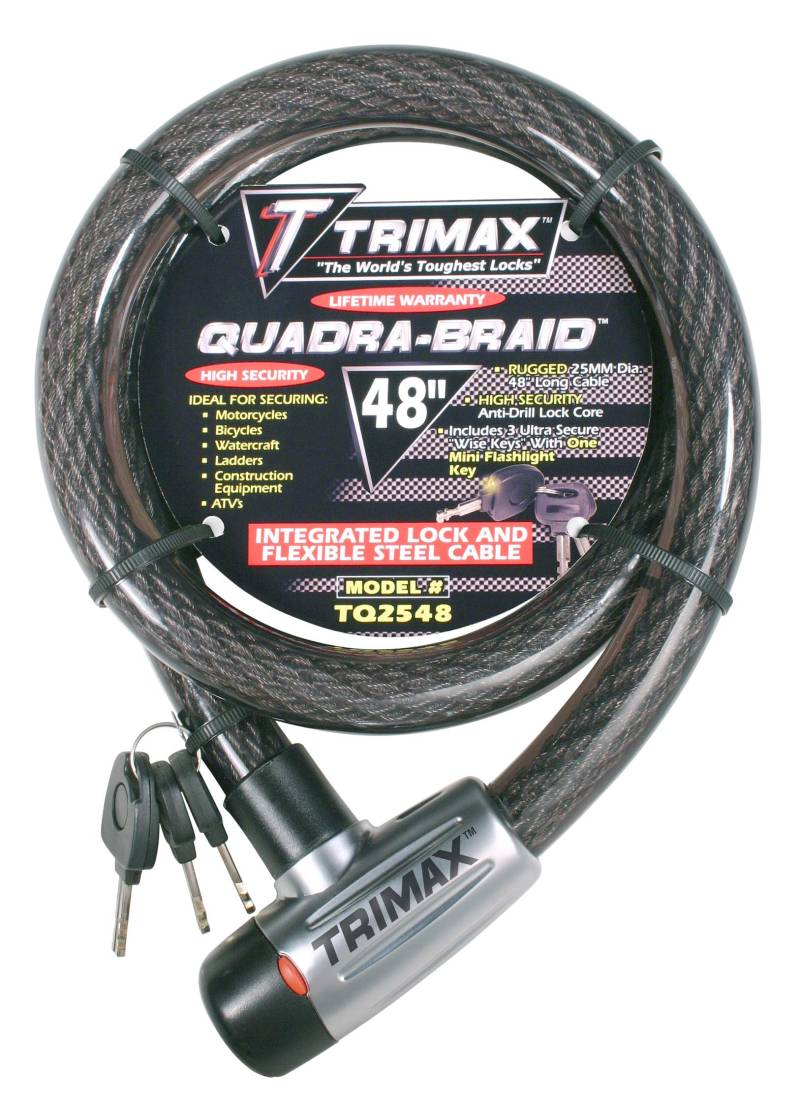 Trimax TQ2548 Trimaflex Kabelschloss, lang, integriert, mit Schlüssel, 48 Zoll x 25 mm von Trimax