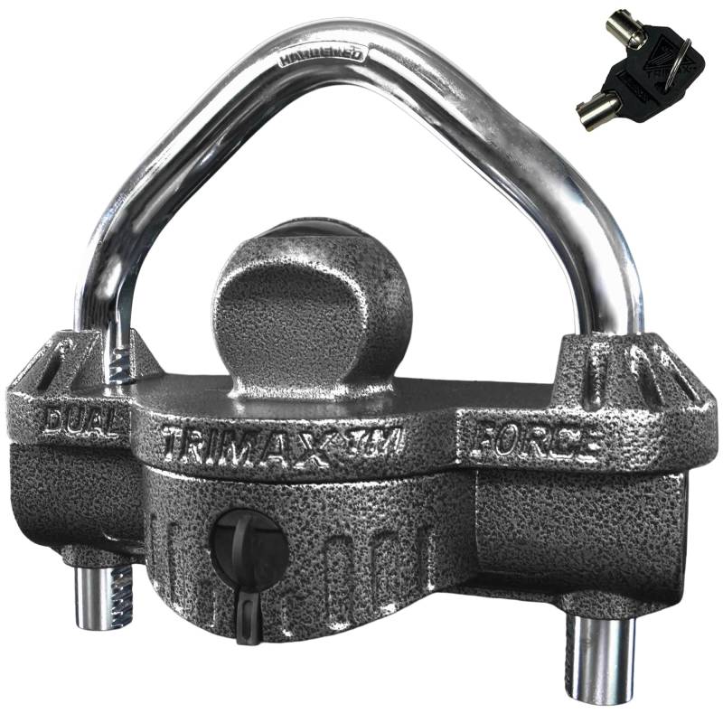 Trimax - UMAX 50D – Anhängerschloss für Kupplung, Doppelzweck, verwandelt Sich in U-Schloss, Anhängerkupplungsschloss für 4,8 cm – 6,1 cm Kupplungen, alle Kupplungstypen von Trimax