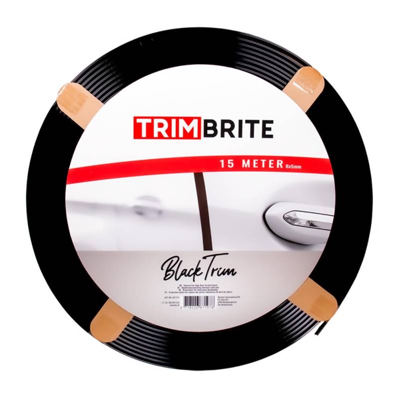 Trimbrite Selbstklebende Innen- & Außenstreifen - Schwarz - 15-Meter Rolle - U-Profil 8x5mm von Trimbrite