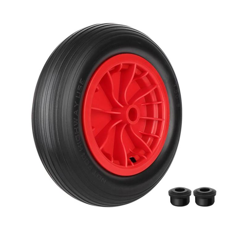 Trintion 14-Zoll-Schubkarrenrad 3.5 8 PU Pannensicheres Vollrad Robuster Ersatzreifen für Gartentrolley Schubkarre Go-Kart Anhänger LKW (Rot) von Trintion