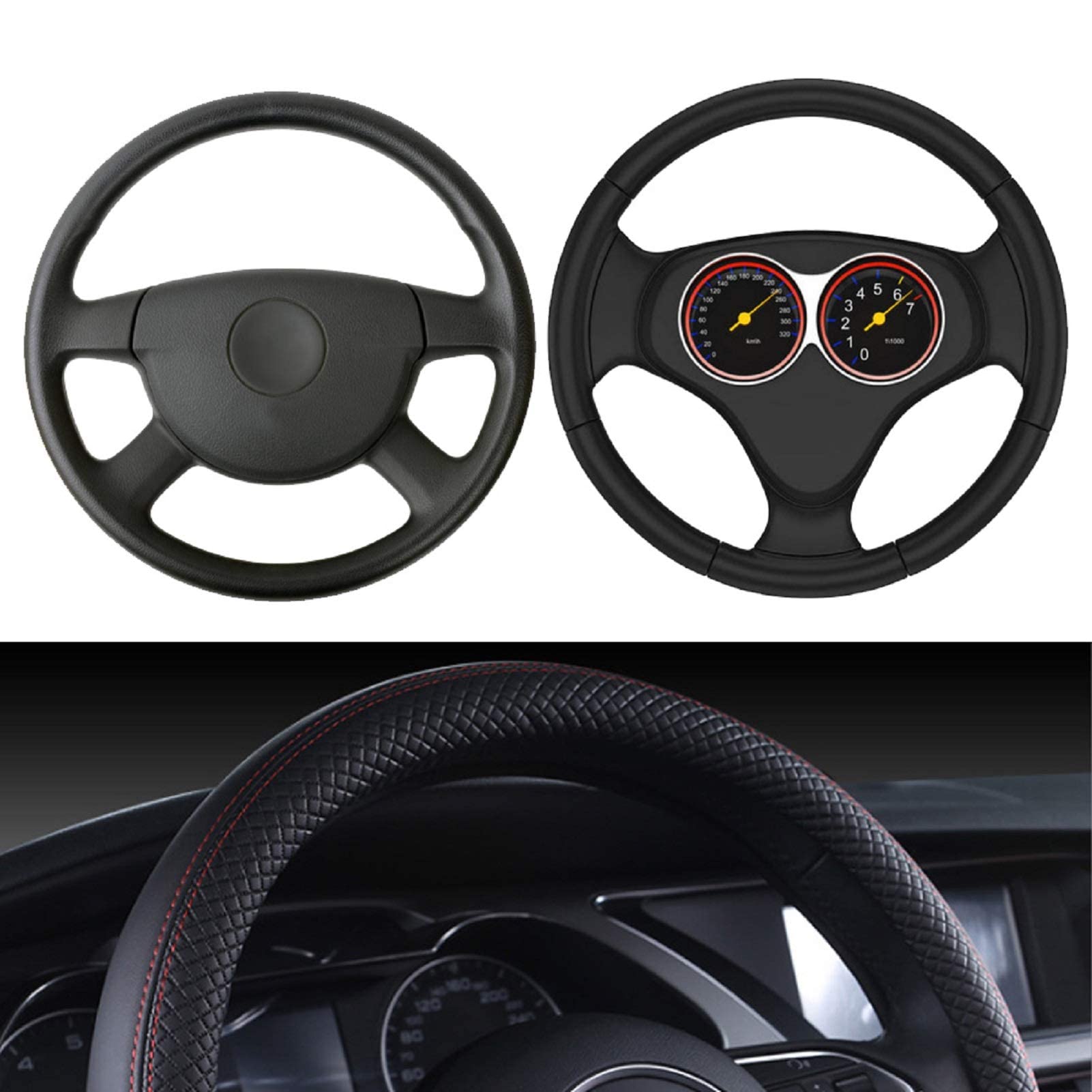 Trintion Auto Lenkradhüllen Universal Lenkrad Abdeckung Lenkradbezug Leder 38CM Anti Rutsch Lenkradabdeckung Schwarz Rot Trintion Auto Lenkradhüllen Universal Lenkrad Abdeckung Lenkradbezug Leder 38CM Anti Rutsch Lenkradabdeckung Schwarz Rot von Trintion