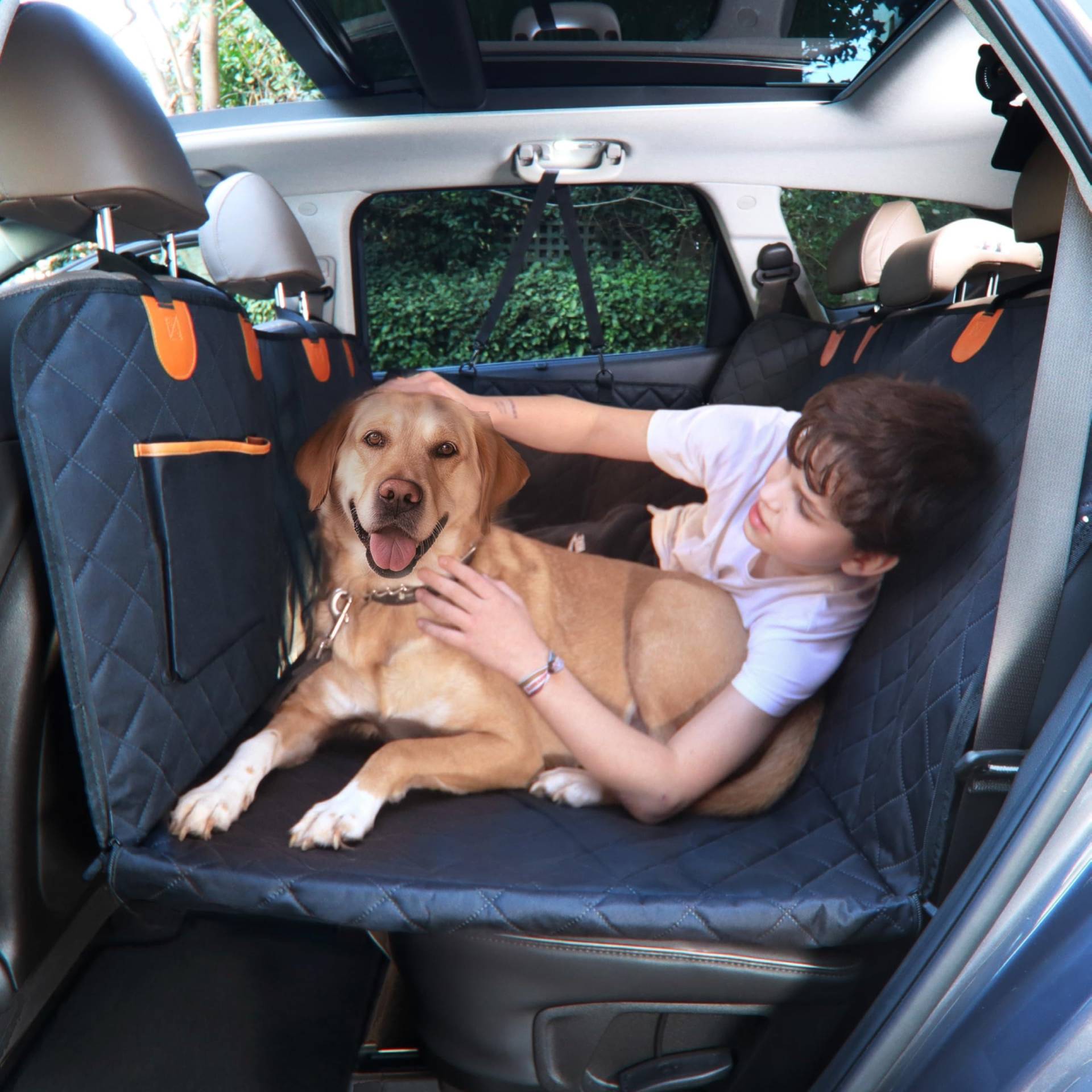 Trio Gato Rücksitzverlängerung für Hunde, Autositzbezug mit Harter verstärkter Unterseite und Netzstoff. Strapazierfähige Hängematte, große Seitenklappen, vollständiger Auto-/UV-Schutz, Türen, Trio Gato Rücksitzverlängerung für Hunde, Autositzbezug mit Harter verstärkter Unterseite und Netzstoff. Strapazierfähige Hängematte, große Seitenklappen, vollständiger Auto-/UV-Schutz, Türen, von Trio Gato