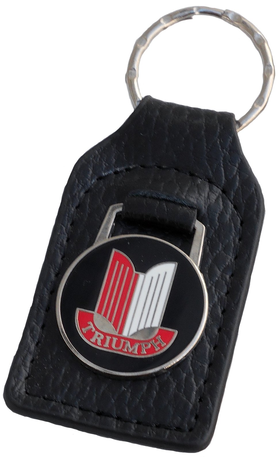 Triumph Schild (rot/weiß) Leder und Emaille Schlüssel Ring Schlüsselanhänger von Triple-C