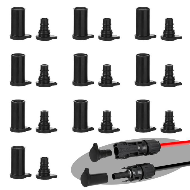 PV-Stecker Staubschutzkappe 10 Paare, Wetterbeständig und Staubdicht Solarkabelende Solarpanel-Anschlusskappe, Silikon Solar Stecker Kappe für Solar-Wechselrichter Photovoltaik-Stecker von Trisinger