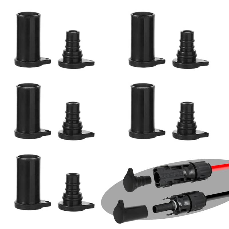 PV-Stecker Staubschutzkappe 5 Paare, Wetterbeständig und Staubdicht Solarkabelende Solarpanel-Anschlusskappe, Silikon Solar Stecker Kappe für Solar-Wechselrichter Photovoltaik-Stecker von Trisinger