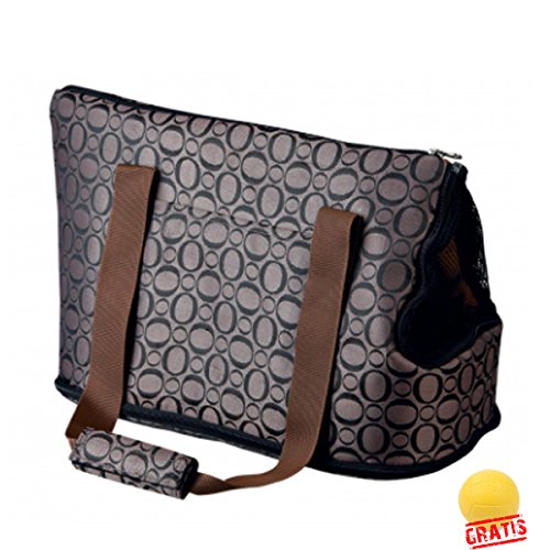 TRIXIE Tragetasche für Hunde und Katzen Tasche mit Seitentasche Diverse Muster +BALL Gratis (21 × 25 × 45 cm) von Trixie
