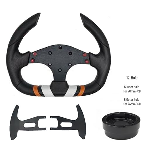 Steering Wheel Car,Lenkrad 13/14 Zoll Racing Lenkräder Tiefe Driften Sport Lenkrad Lenkrad Adapter PU Auto(Set B-PVC-D) von Trohollis