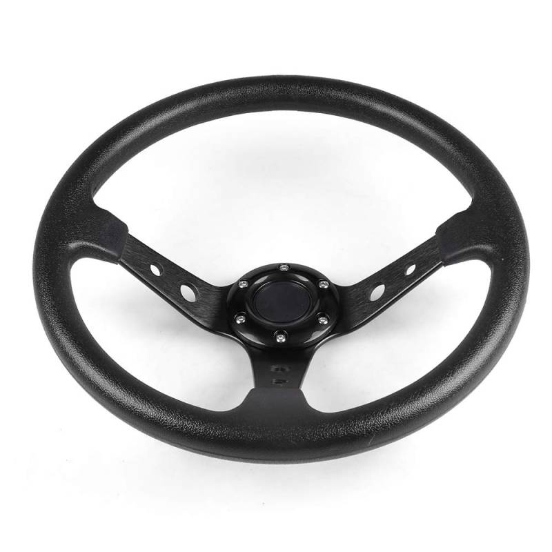 Steering Wheel Car,Lenkrad 14 Zoll 350 mm PU-Leder-Auto-Rennlenkrad Aluminiumlegierung Deep Corn Dish Sport Drifting Lenkräder(Black) von Trohollis