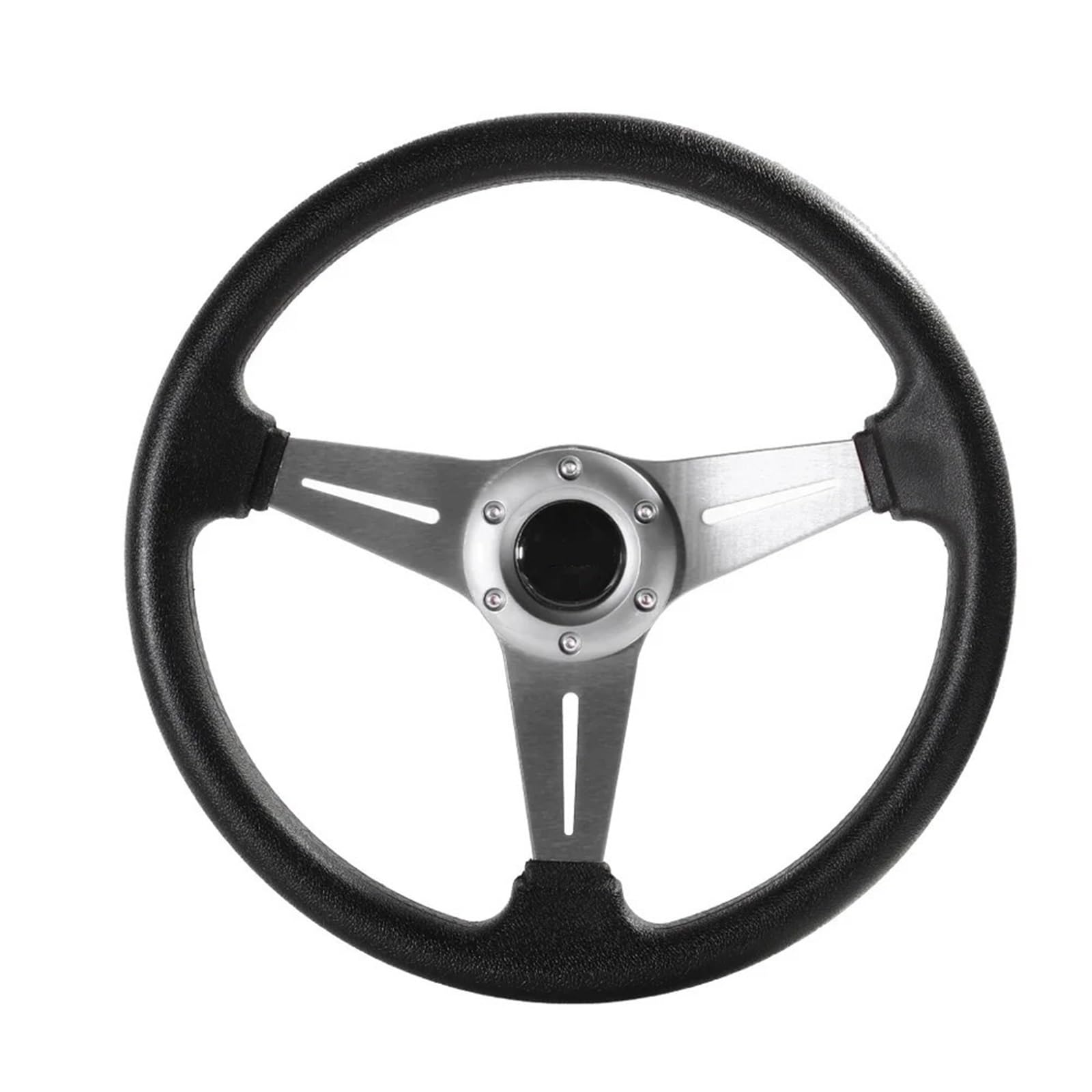 Steering Wheel Car,Lenkrad 350mm/14 Zoll Sport Lenkrad Aluminium + PU Drift Simulation Racing Spiel Lenkrad(Silver) von Trohollis