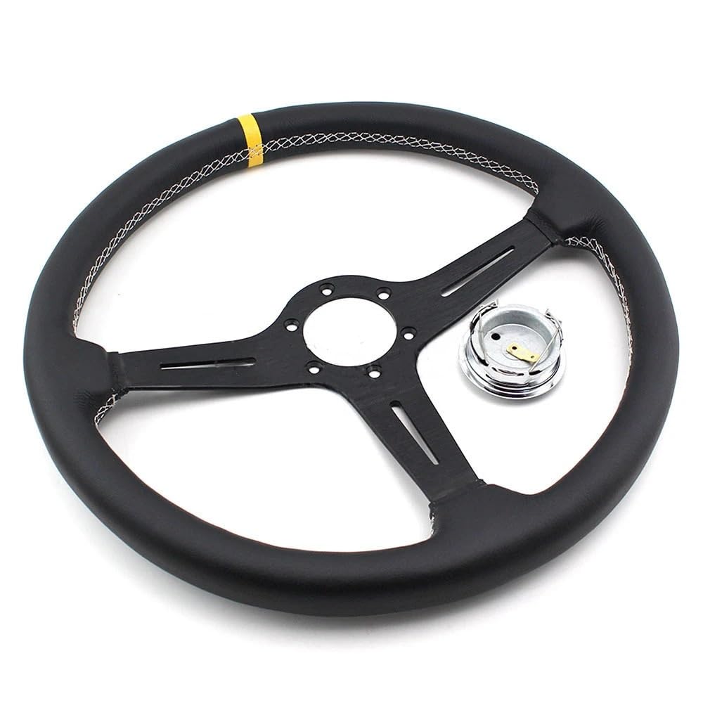 Steering Wheel Car,Lenkrad Automodifikation 15-Zoll-Autolenkrad Rennsport Offroad-Universal-Lederlenkrad mit großem Durchmesser Zubehör(1) von Trohollis