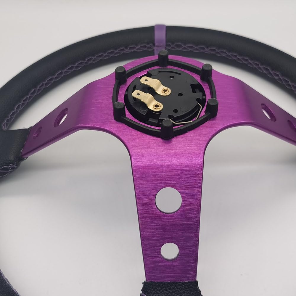 Steering Wheel Car,Lenkrad Universal 14 Zoll 350mm PVC. Auto Racing-Lenkräder Tiefmais driftet Sportlenkrad mit Umschaltknopf(D) von Trohollis