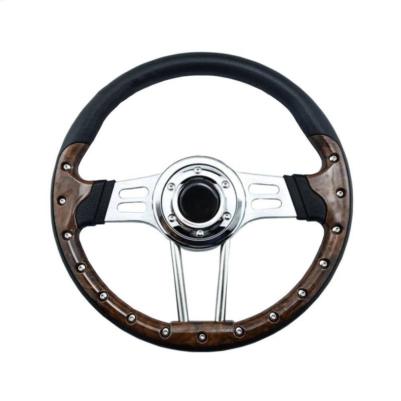 Steering Wheel Steering Wheel Controller steerin 14 Zoll 345 mm PU Carbon Racing Sport Auto Vintage Universal Auto Lenkrad(Wood Grain) von Trohollis