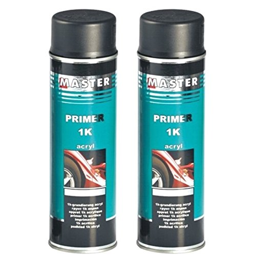 Troton 1K Primer 500ml GRUNDIERUNG Spray ACRYL FÜLLER HAFTGRUND Auto Primer Sprühdose (Schwarz, 2) von Troton