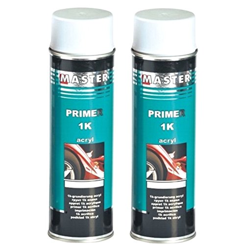 Troton 1K Primer 500ml GRUNDIERUNG Spray ACRYL FÜLLER HAFTGRUND Auto Primer Sprühdose (Weiß, 2) von Troton