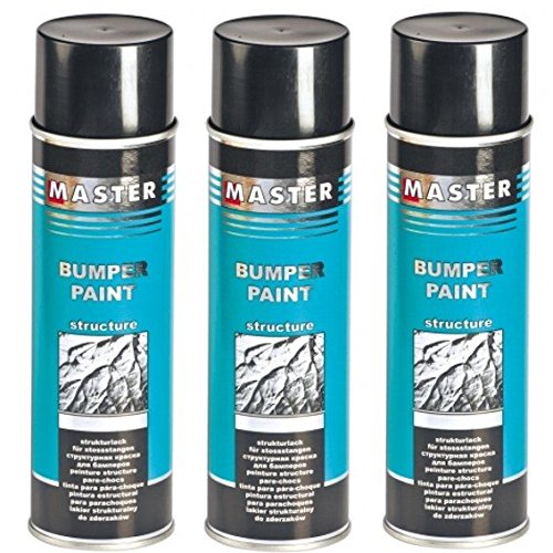 Troton Kunststoff Struktur Spray 3 x 500ml Schwarz Bumper Paint Structure Dunkelgrau Lack mit Acrylharz von Troton