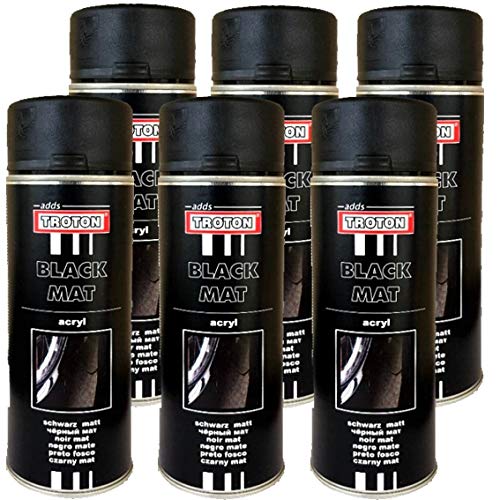 Troton RAL 9005 ACRYLLACK Lack Spray 6 x 400ml SCHWARZ MATT 1K ACRYL AUTOFARBE Farbe AUTOLACK SPRÜHLACK SPRÜHDOSE von Troton