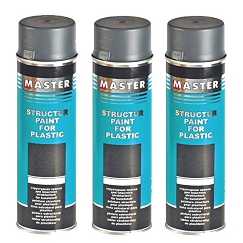 Troton STRUKTURLACK Grau 3 x 500ml 1K Spray Kunststoff Plastik Lack Structure Plastic Paint von Troton