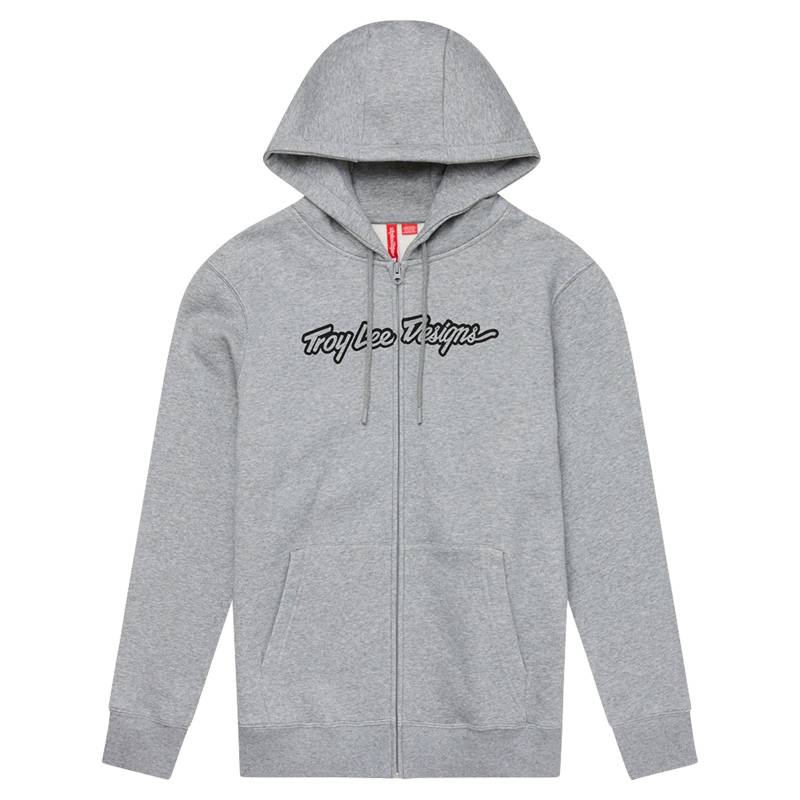 Troy Lee Designs Kapuzenpullover mit Reißverschluss; Signature Grey Heather 2X von Troy Lee Designs
