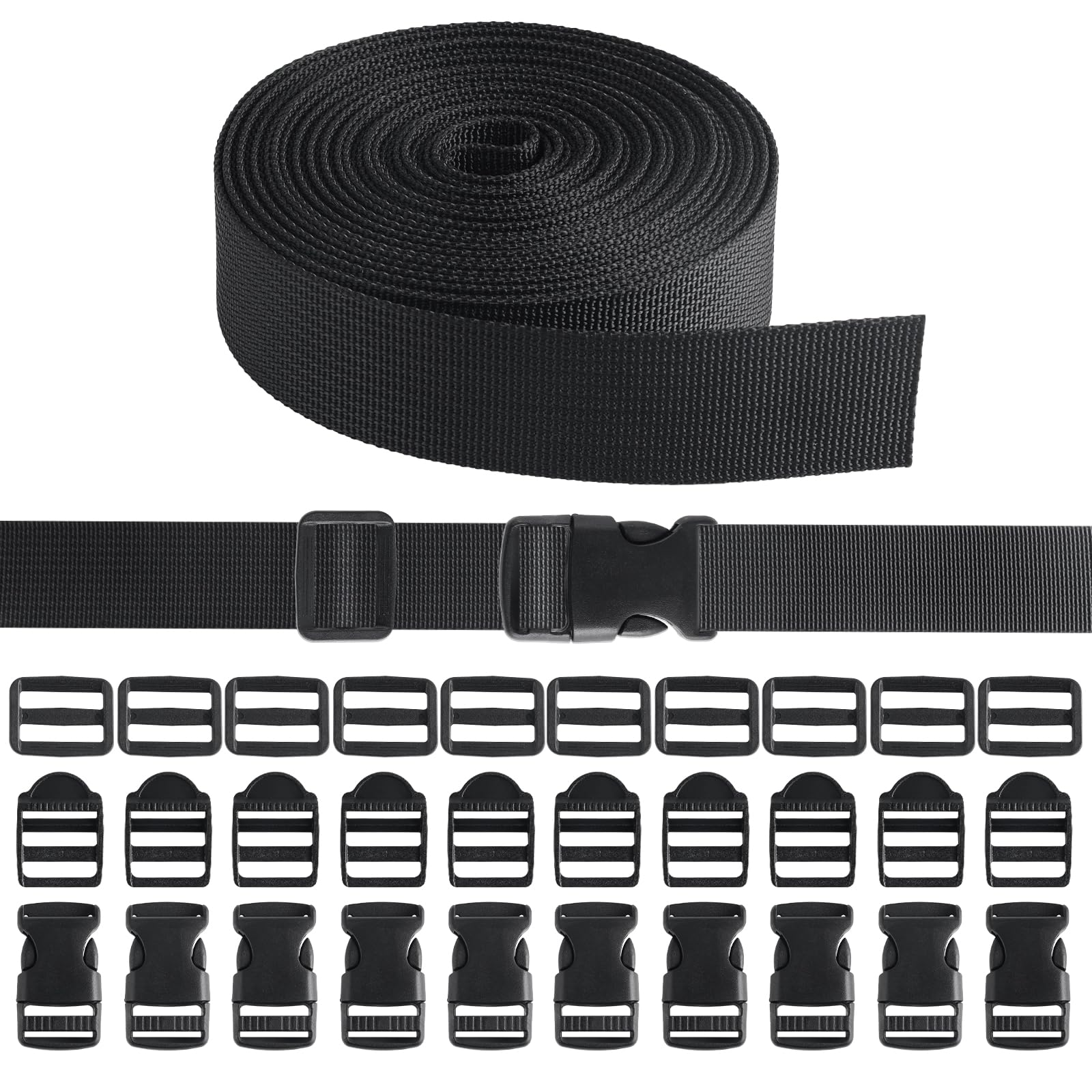 Trukafie Gurtband 5M mit 10 Paare Schnallen, 25mm Schweres Nylon Gurtband und Side Release Schnallen Clips Gurtbänder für DIY Handwerk Rucksack Umreifung Tasche Gepäck Befestigung Gurt Trukafie Gurtband 5M mit 10 Paare Schnallen, 25mm Schweres Nylon Gurtband und Side Release Schnallen Clips Gurtbänder für DIY Handwerk Rucksack Umreifung Tasche Gepäck Befestigung Gurt von Trukafie