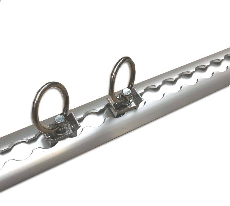Trupa 3 m Alu Airlineschiene Premium Zurrschiene halbrund 3000mm + 2 x Fitting mit Ring kein Zuschnitt komplett von Trupa