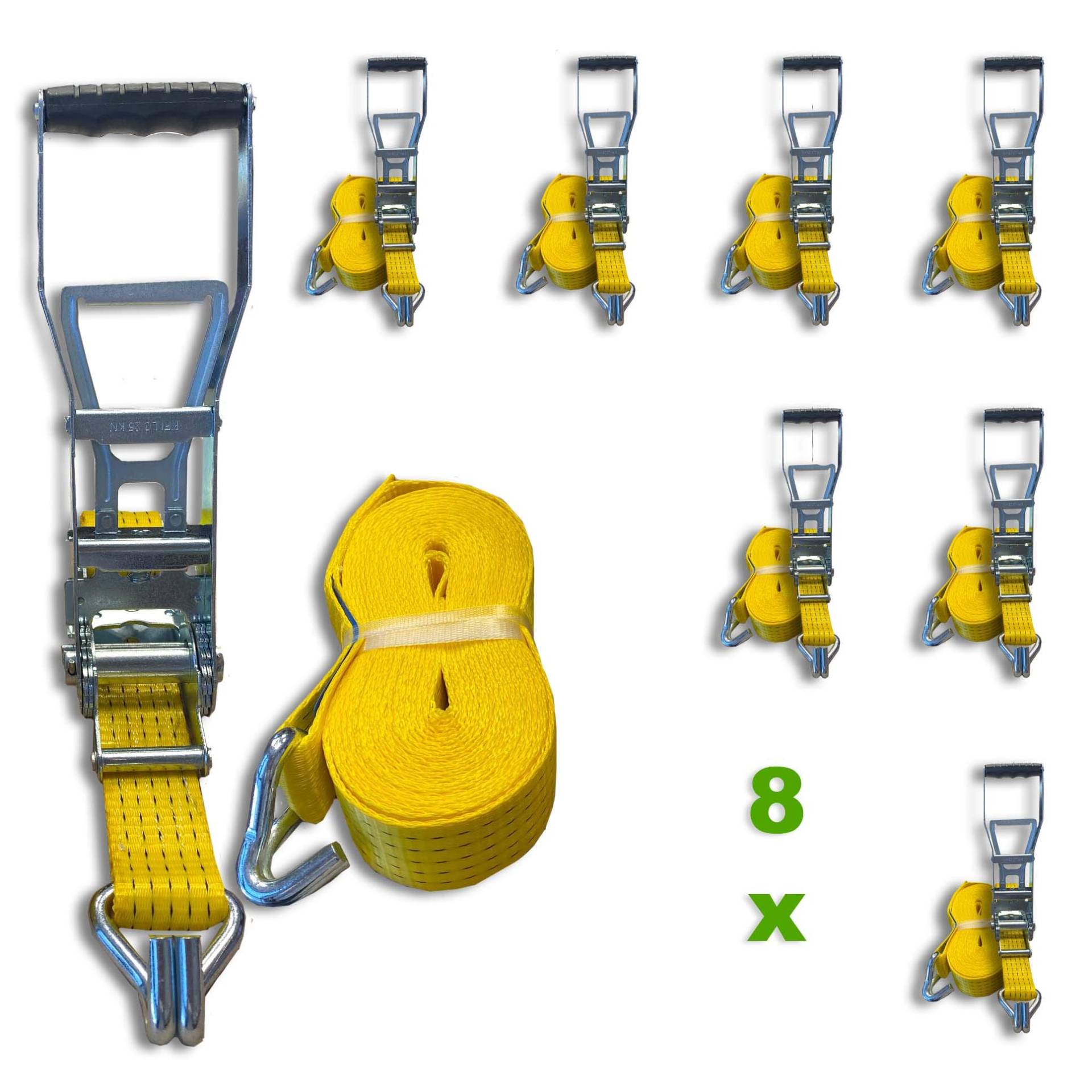 Trupa 8 x Spanngurt 5to 9m Langhebelratsche gelb 2500/5000 daN von Trupa