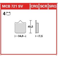 Bremsbelagsatz TRW MCB721SCR Keine Strassenzulassung von Trw