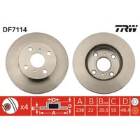 Bremsscheibe TRW DF7114 vorne, belüftet, 1 Stück Bremsscheibe TRW DF7114 vorne, belüftet, 1 Stück von Trw