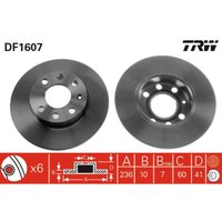 Bremsscheibe TRW DF1607 vorne, voll, 1 Stück Bremsscheibe TRW DF1607 vorne, voll, 1 Stück von Trw