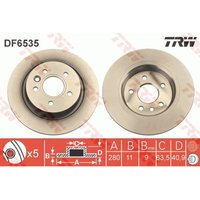 Bremsscheibe TRW DF6535 hinten, voll, 1 Stück Bremsscheibe TRW DF6535 hinten, voll, 1 Stück von Trw
