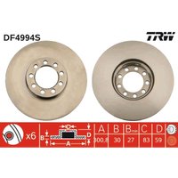 Bremsscheibe TRW DF4994S, 1 Stück Bremsscheibe TRW DF4994S, 1 Stück von Trw