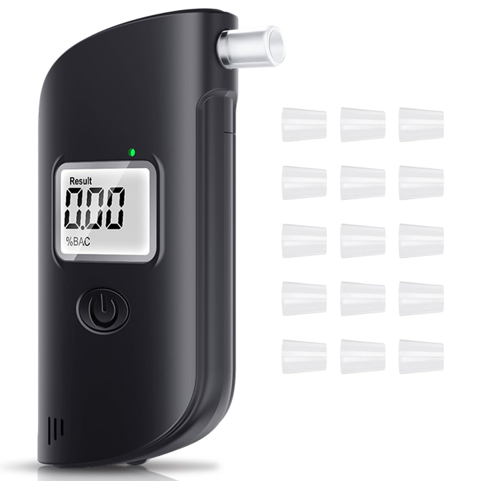 Polizeigenauer Alkoholtester mit 15 Mundstücken,Alcohol Tester mit LCD-Bildschirm,Digitaler Alkoholtester mit LED-Notbeleuchtung,Geeignet für Persönliche Alkoholtests zur Gewährleistung Einer Siche von Trywise