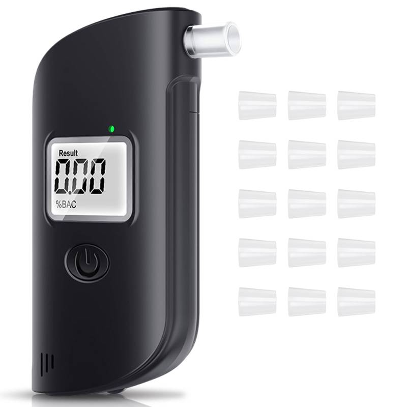 Polizeigenauer Alkoholtester mit 15 Mundstücken,Alcohol Tester mit LCD-Bildschirm,Digitaler Alkoholtester mit LED-Notbeleuchtung,Geeignet für Persönliche Alkoholtests zur Gewährleistung Einer Siche von Trywise