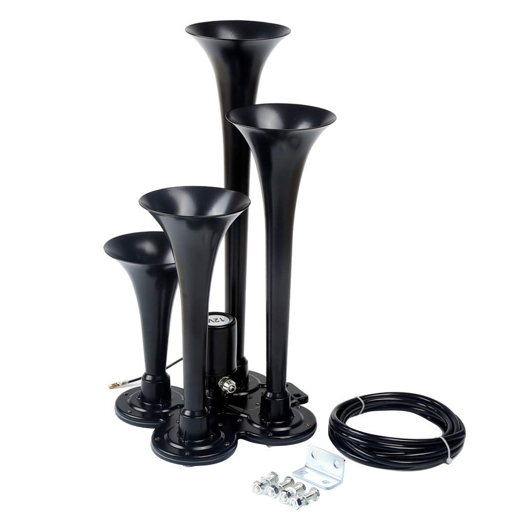Tubayia 150db Lufthorn Vier Trompete Chrom Air Horn Hupe für Auto, Fahrzeug, Motorrad, Yacht, Boot Tubayia 150db Lufthorn Vier Trompete Chrom Air Horn Hupe für Auto, Fahrzeug, Motorrad, Yacht, Boot von Tubayia