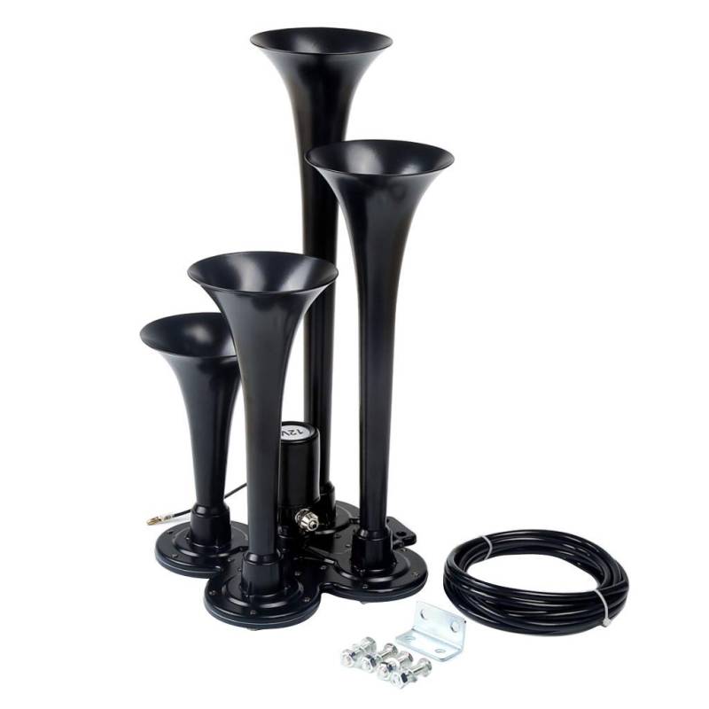 Tubayia 150db Lufthorn Vier Trompete Chrom Air Horn Hupe für Auto, Fahrzeug, Motorrad, Yacht, Boot von Tubayia
