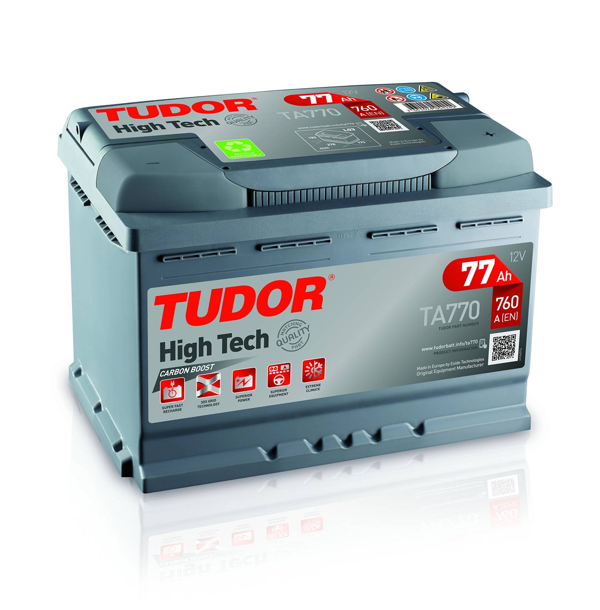 Tudor Exide High Tech Autobatterie, 77 Ah, 12 V von Tudor