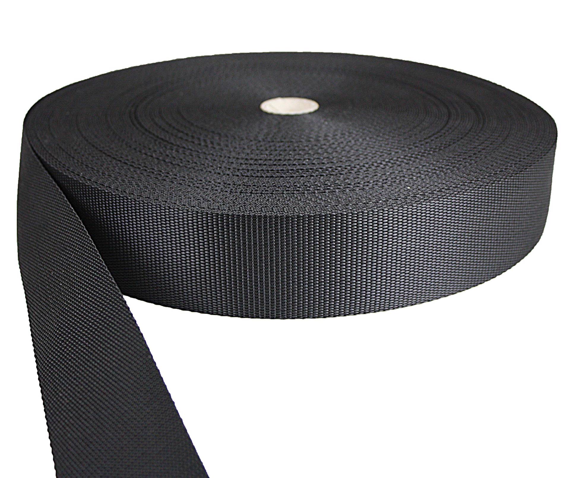 Gurtband Polypropylene schwarz 50mm breit - 50 Meter Länge / 5 cm Breite Gurtband Polypropylene schwarz 50mm breit - 50 Meter Länge / 5 cm Breite von tukan-tex