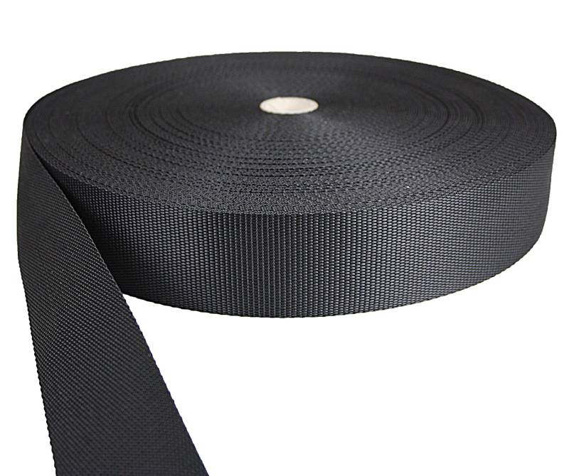Gurtband Polypropylene schwarz 50mm breit - 50 Meter Länge / 5 cm Breite von tukan-tex