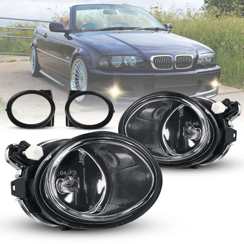 Nebelscheinwerfer Set BMW 3/5er E46 E39 Limousine Wagon Frontscheinwerfer E-Prüfzeichen 3er(HB/SDN/WGN) (E46) 09/2001-07/2005 für M-Tech Stoßstange/BMW 3er(CPE/CONV)(E46) 09/2001-12/2007 (Klar Linse) von Tula Motoren