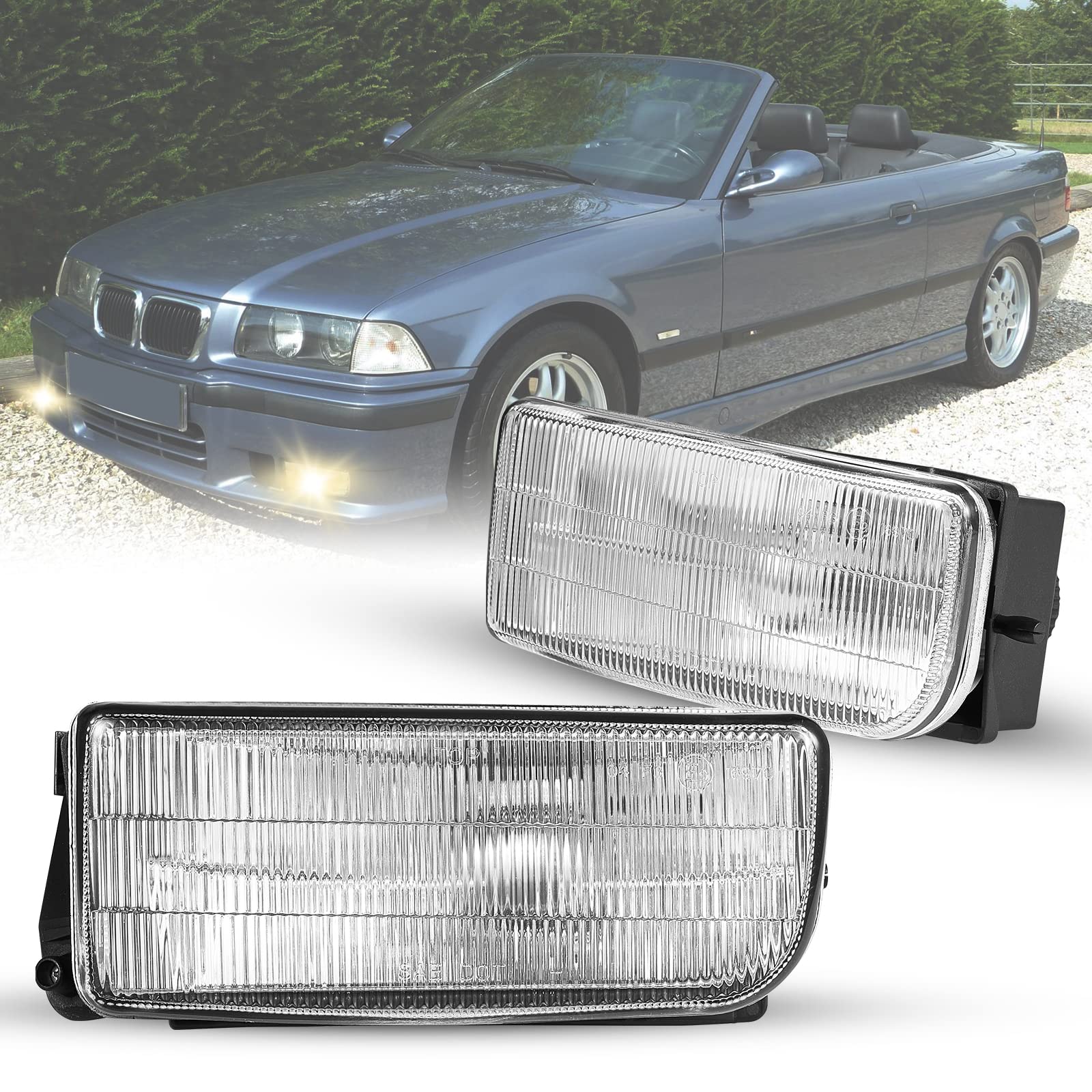 Nebelscheinwerfer für BMW 3er(HB/SDN/WGN) (E36) 09/1990-08/2000 BMW 3er(CPE/CONV)(E36) 10/1991-11/1999 Ein Paar Klar Linse H1 12V 55W R:63178357390 L:631 78357389 von Tula Motoren