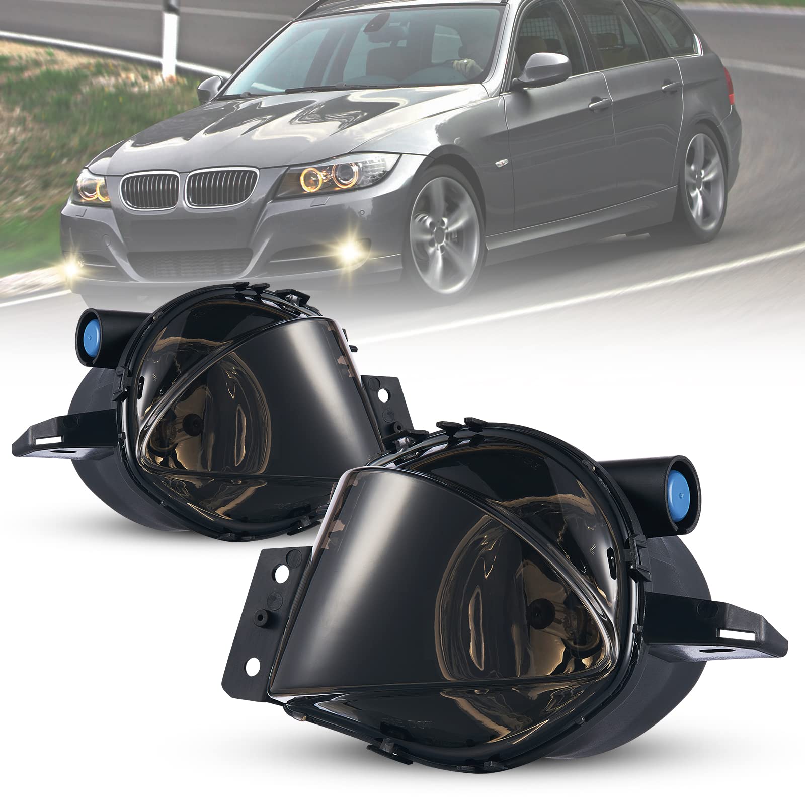 Nebelscheinwerfer satz für BMW 3 Series SDN WGN (E90/E91) 02/2004 - 08/2008 for standard bumper, fahrzeug original ersetzen ersatzteil lampe,1 paar (12V-H11-55W) glas linse (Grau Linse) von Tula Motoren