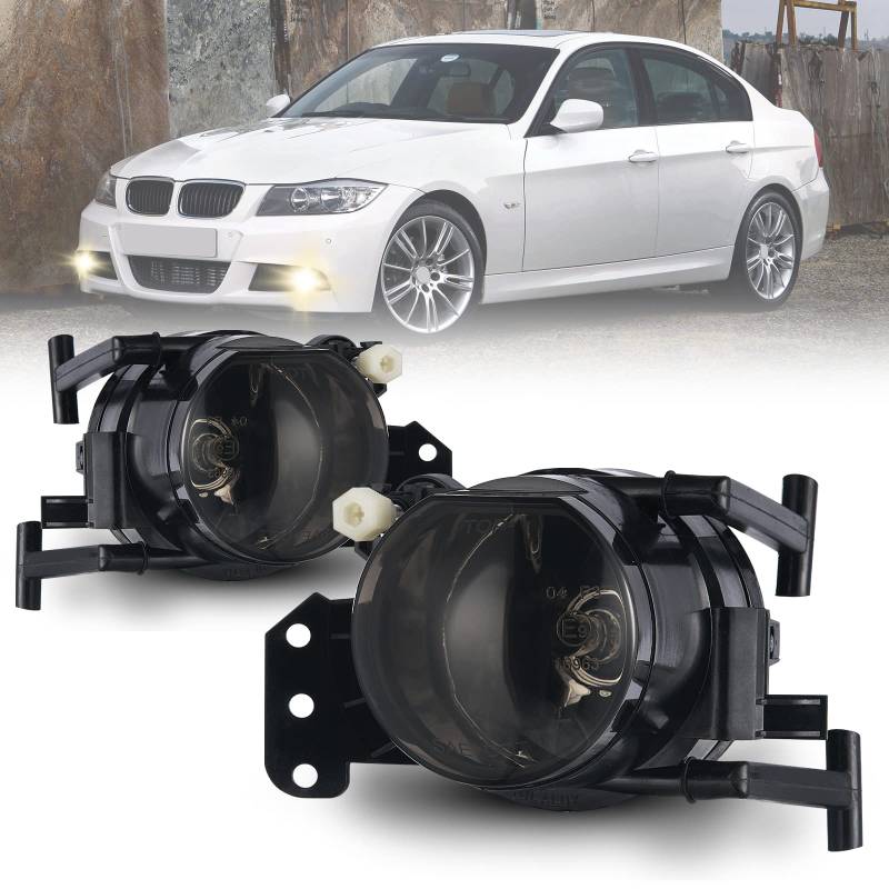 Tula Motoren Nebelscheinwerfer für 03-07 BMW 5er(E60/E61) 03-07 3er(CPE/CONV)(E46) 04-12 3er(SDN/WGN) (E90/E91) m-Pack 03-06 X3(E83) 03-10 6 Series E63/E64 Ein Paar HB4/9006 Helle Grau Linse von Tula Motoren