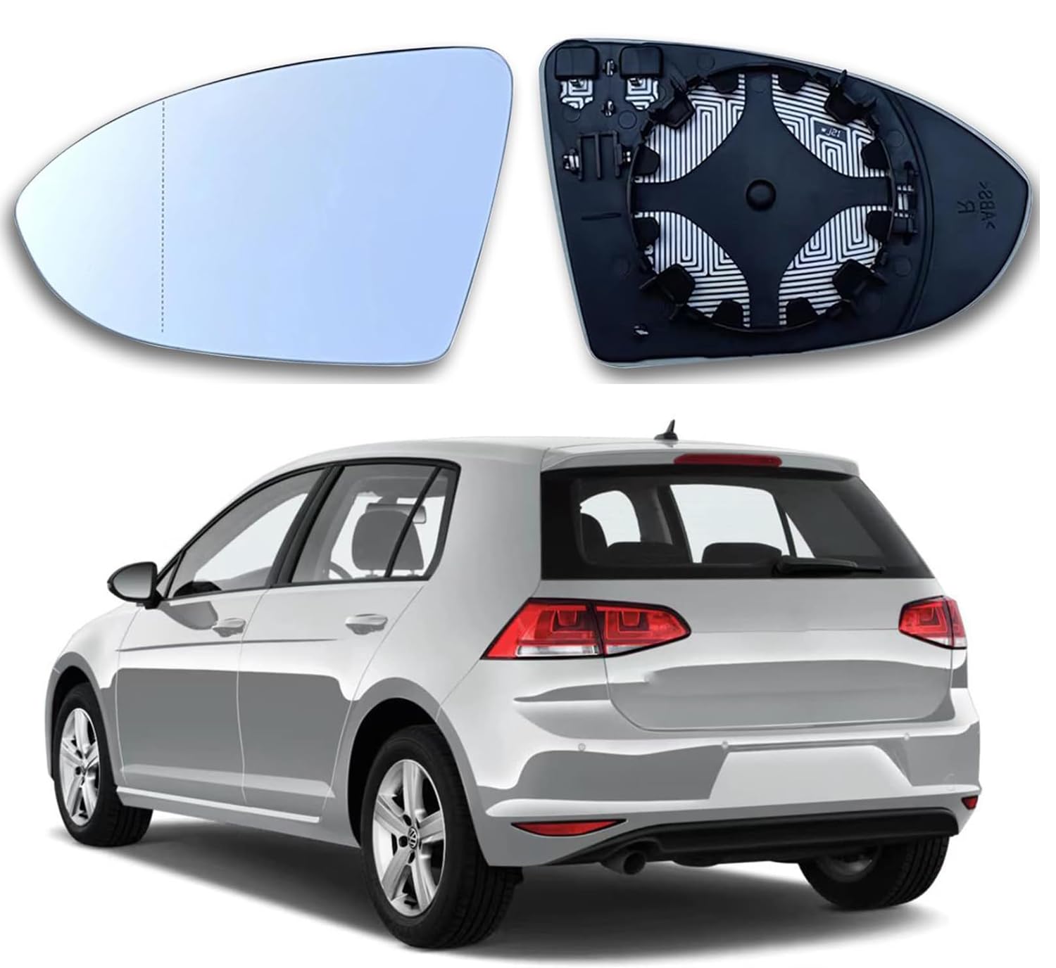 Tundwhite Spiegelglas Golf 7 Links Beheizbar Asphärisch Passend für Golf 7 Spiegelglas Links Fahrerseite Beheizbar Ersatzspiegelglas Golf 7 Außenspiegel Glas mit Trägerplatte von Tundwhite