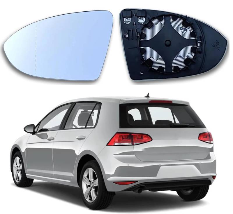 Tundwhite Spiegelglas Golf 7 Links Beheizbar Asphärisch Passend für Golf 7 Spiegelglas Links Fahrerseite Beheizbar Ersatzspiegelglas Golf 7 Außenspiegel Glas mit Trägerplatte von Tundwhite