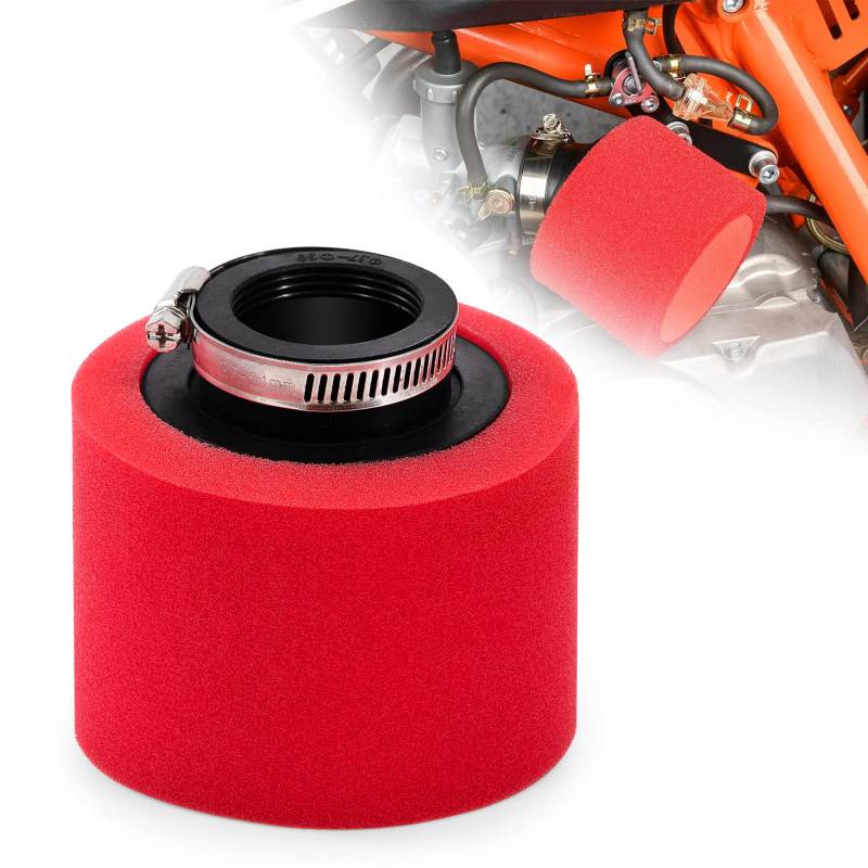 Tunejoy Motorrad Luftfilter Doppelschaum Schwammreiniger 38mm Gerader Mund für 50cc 70cc 90cc 110cc 125cc 150cc ATV Dirtbike GO Kart Quad Scooter Rot von Tunejoy