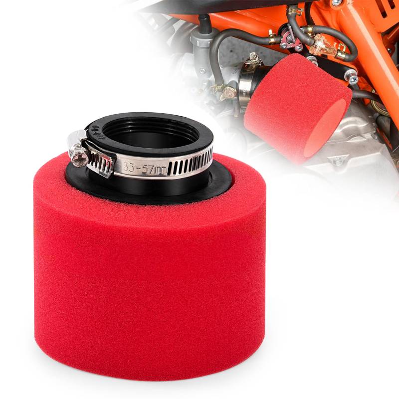 Tunejoy Motorrad Luftfilter Doppelschaum Schwammreiniger 42 mm Gerader Mund für 50cc 70cc 90cc 110cc 125cc 150cc ATV Dirtbike GO Kart Quad Scooter Rot von Tunejoy